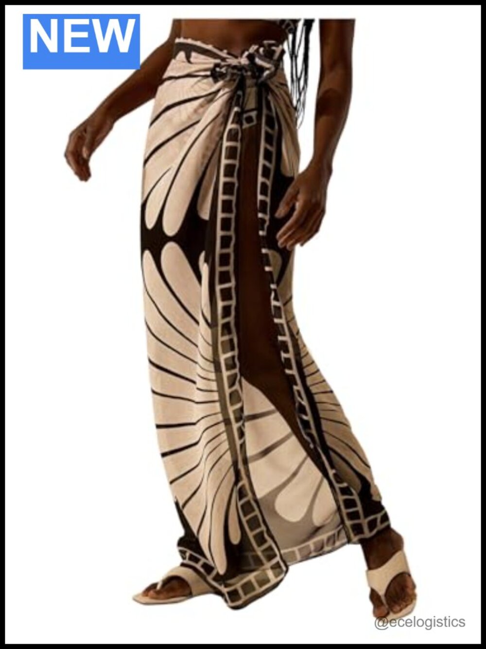 Women's Floral Polyester Sarong Wrap Swim Cover Up Pareo Skirt Tie